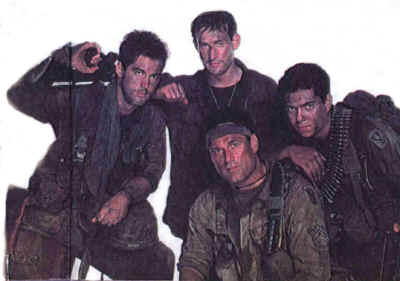 Men of the platoon (clockwise from centre):Terence Knox,Stephen Caffrey,Joshua Maurer and Ramon Franco.jpg (46848 bytes)