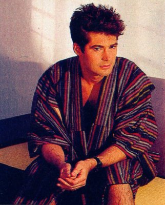 Actor Stephen Caffrey in a robe